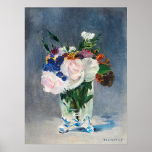 Póster de Flores de Manet en un Jarrón de Cristal