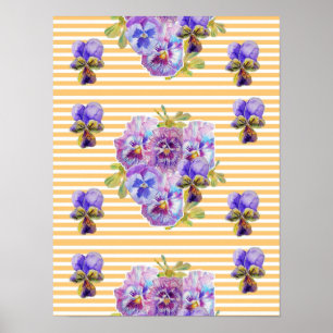 Póster de flores de pensamiento amarillo Shabby Ch