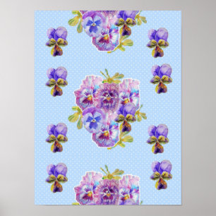 Póster de flores de Pensamiento de punto azul esti