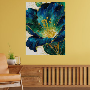 Poster de flores doradas   Arte mural