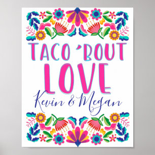 Póster de flores mexicanas Fiesta de Taco Bout Lov