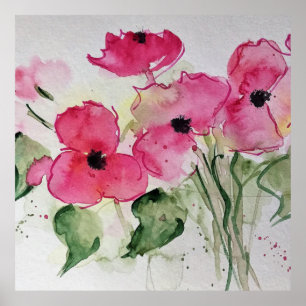 Póster de flores rosas