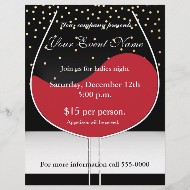 Póster de Flyer de Evento Chic Negro y Dorado con  (Frente)