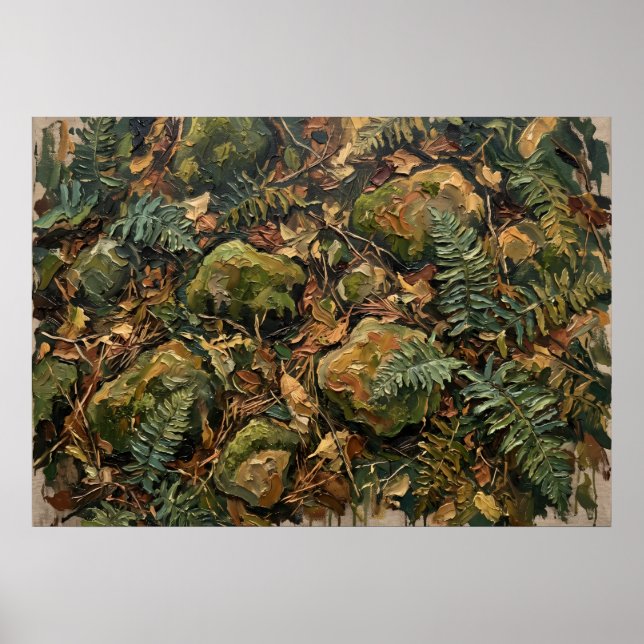 Póster de follaje de bosque verde profundo (Frente)