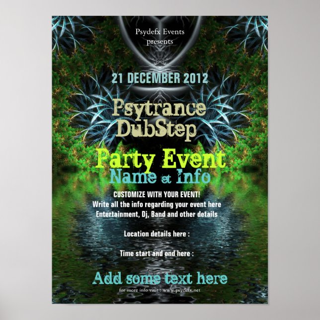 Póster de folleto de evento de jardín fractal (Frente)