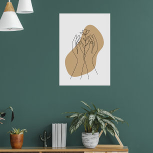 Póster de forma de línea abstracta neutral
