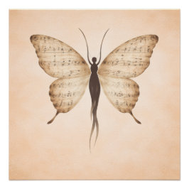 Póster de forma de mariposa poética