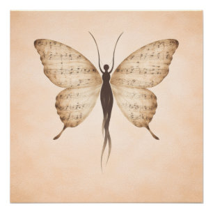 Póster de forma de mariposa poética