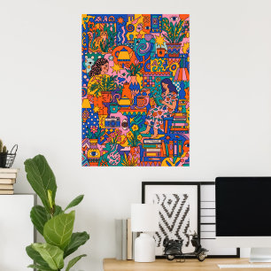 Póster de Formas Abstractas de Terracota Moderno