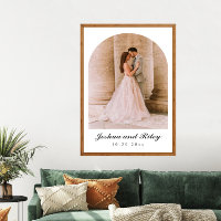 Póster de foto de boda clásico con diseño arqueado