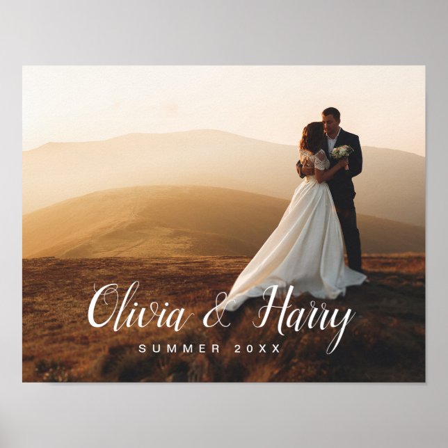 Póster de foto de boda moderna elegante (Frente)