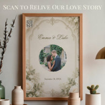 Póster de foto de boda personalizado con código QR