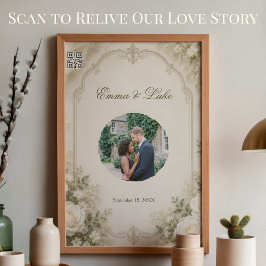 Póster de foto de boda personalizado con código QR