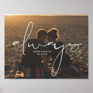 Póster de foto de boda siempre cartel de nombres y