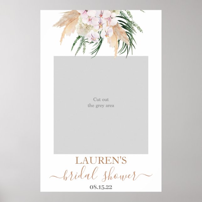 Póster de foto de Boho Pampas Grass para despedida (Frente)