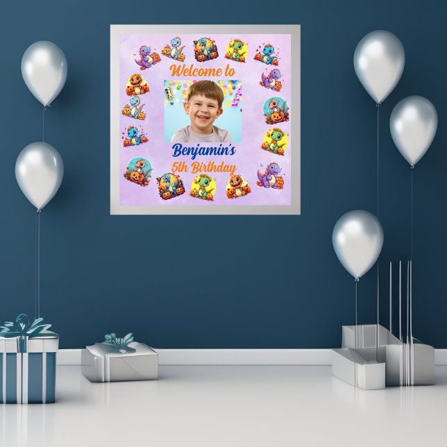Póster de foto de cumpleaños de Halloween de dinos (Subido por el creador)
