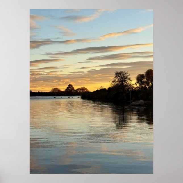Póster de foto de puesta de sol en el estanque (Frente)