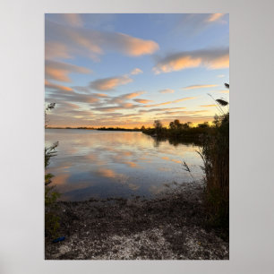 Póster de foto de puesta de sol en el estanque