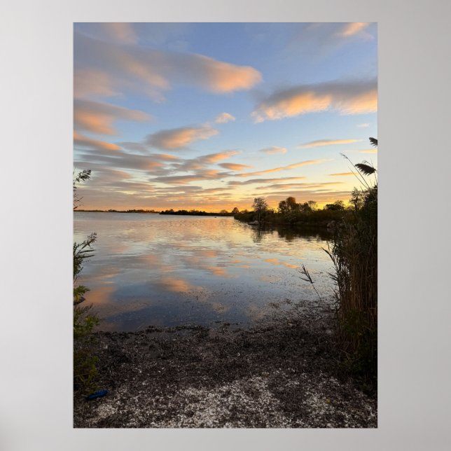 Póster de foto de puesta de sol en el estanque (Frente)