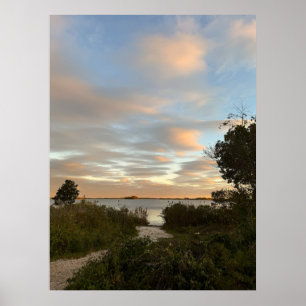 Póster de foto de puesta de sol en el paisaje acuá
