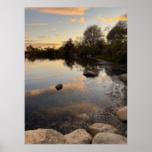 Póster de foto de puesta de sol en el paisaje acuá