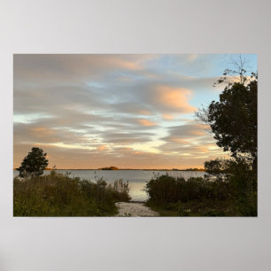 Póster de foto de puesta de sol en el paisaje acuá