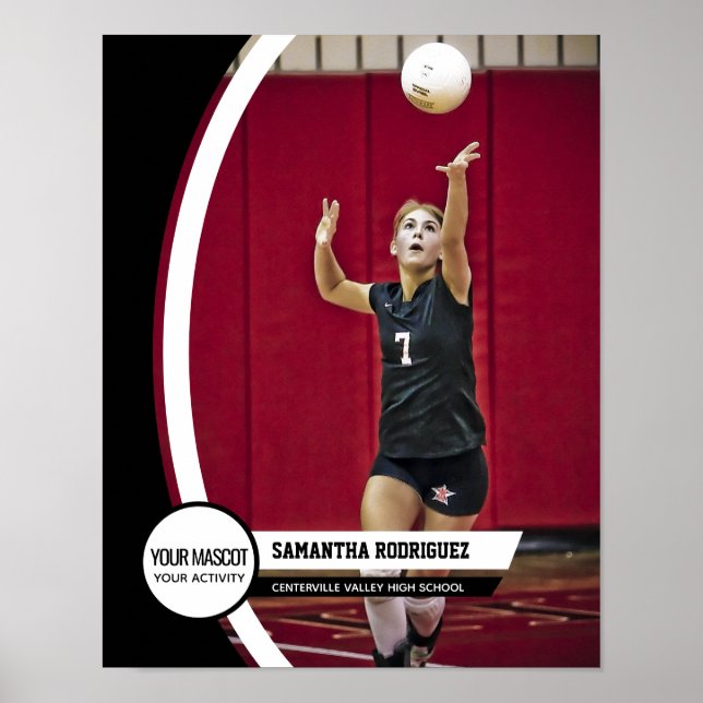 Póster de foto escolar con marco curvo negro (Frente)