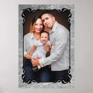 Póster de foto familiar con borde de guión gris y 