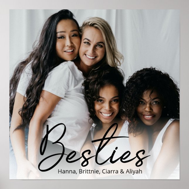 Póster de foto personalizado con guión de amigas (Frente)