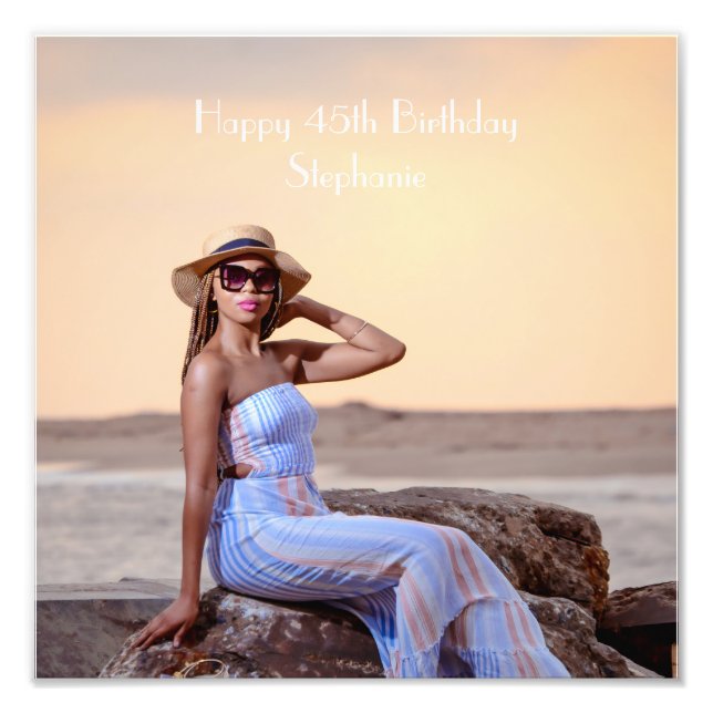 Póster de foto personalizado de feliz cumpleaños (Frente)