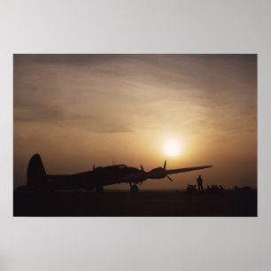 Póster de foto vintage B-17 Sunset Langley 1942