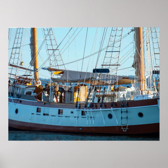 Póster de fotografía de barco de madera náutico (Frente)