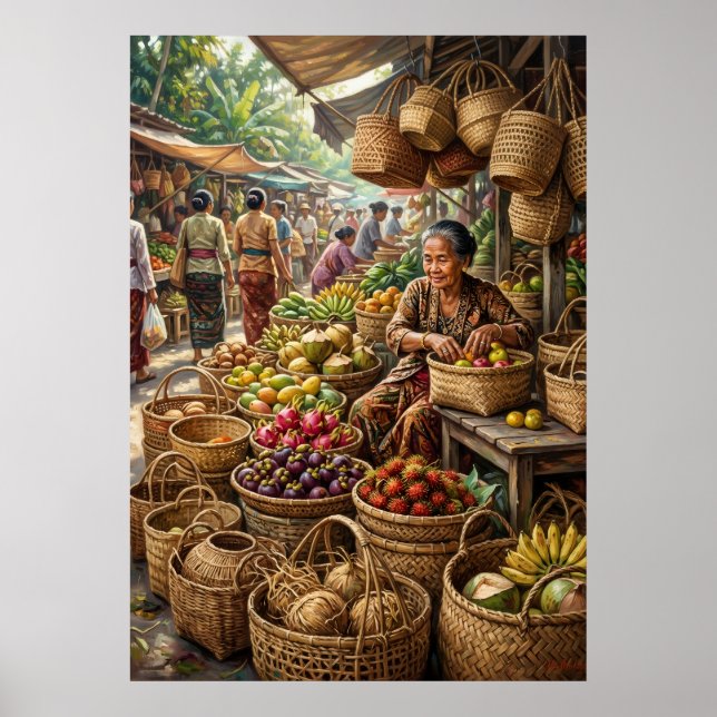 Póster de fotografía de mercado tropical (Frente)