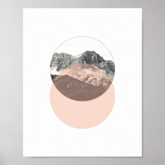 Poster de fotografía de montaña | Arte rosa mínimo (Frente)