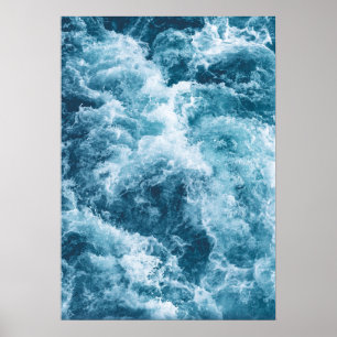 Póster de fotografía de olas del océano azul profu