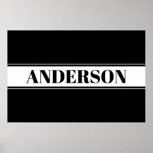 Póster de franja con nombre personalizado en blanc