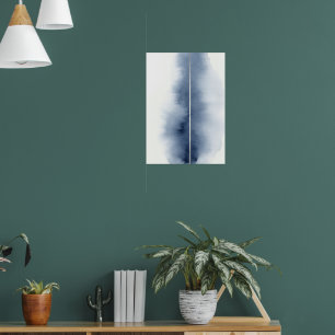 Póster de franja de acuarela abstracta azul