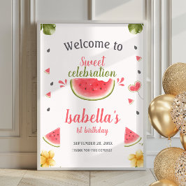 Poster de frutas Chica dulce de sandía señal de bi