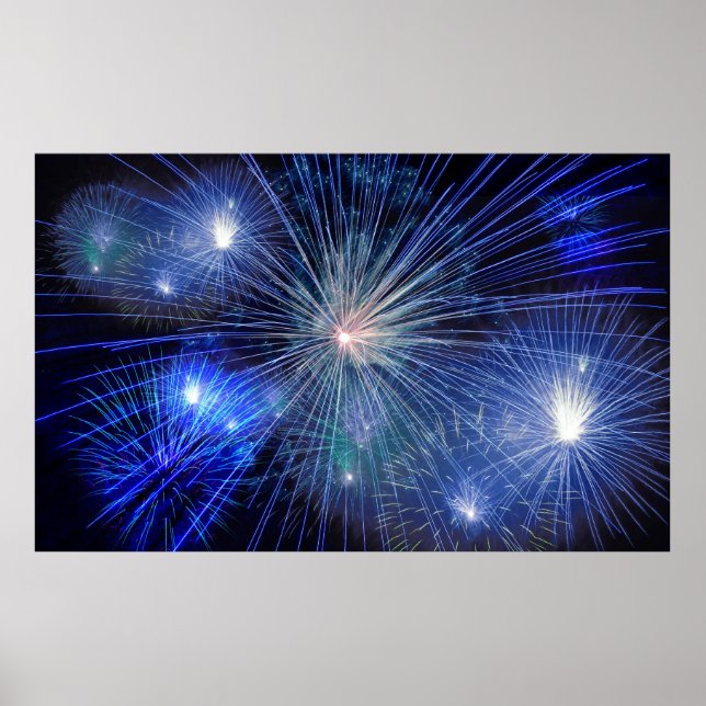 póster de fuegos artificiales azules (Frente)