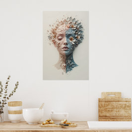 Poster de fusión vegetal-humana Resumen arte de pa