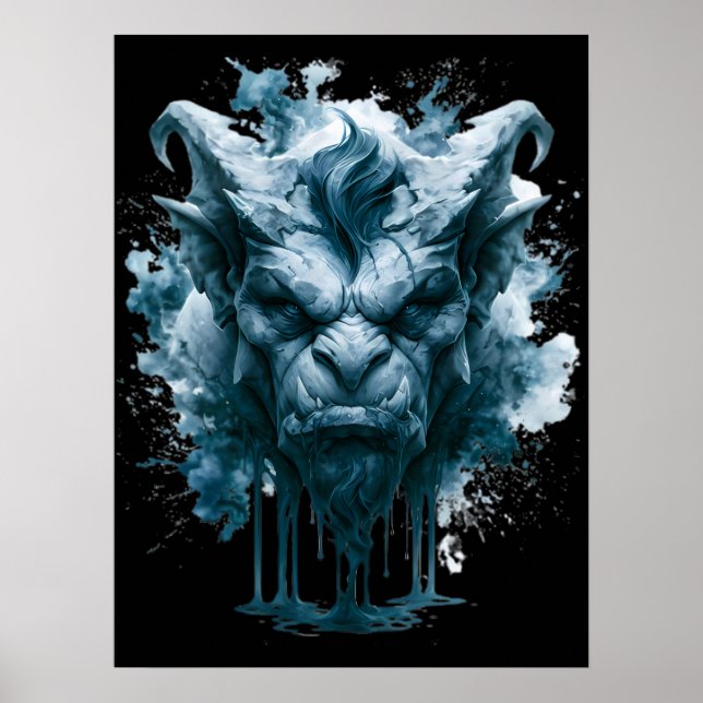 Póster de Gárgola de Fantasía Oscura (Frente)