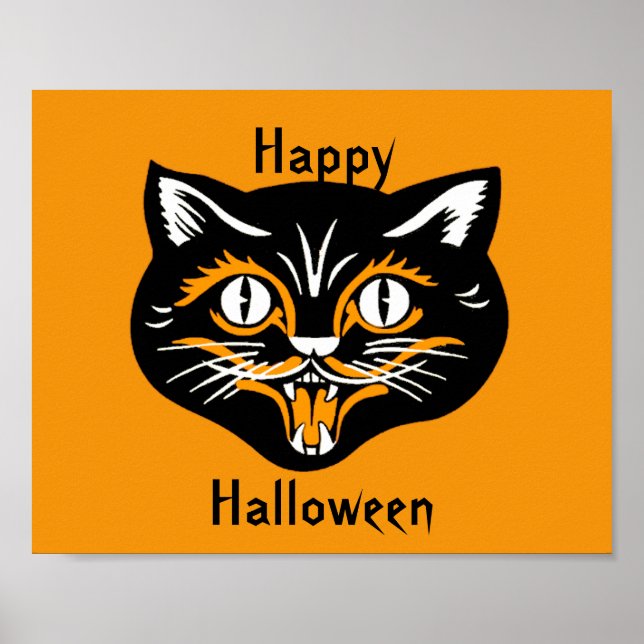 Póster de Gato Antiguo de Halloween (Frente)