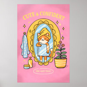 Póster de gato, arte de pared de amor propio femen