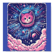 Póster de gato Cute Meowstranaut - Arte de pared d