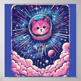 Póster de gato Cute Meowstranaut - Arte de pared d