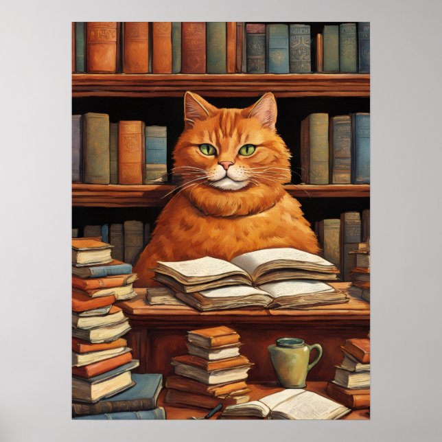 póster de gato de biblioteca #1 (Frente)