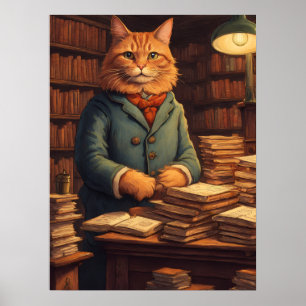 póster de gato de biblioteca #10