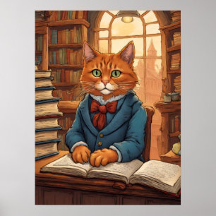 póster de gato de biblioteca #11
