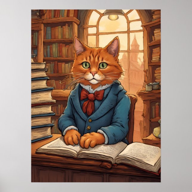 póster de gato de biblioteca #11 (Frente)