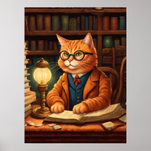 póster de gato de biblioteca #15